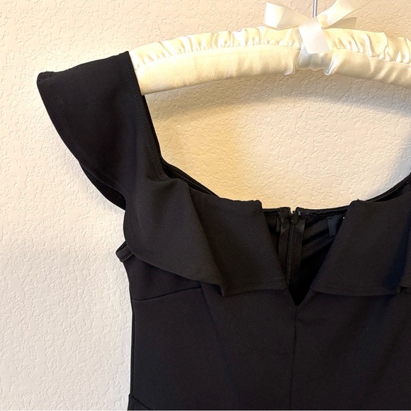 Lulus Black Ruffle Mini Dress Fit and Flare Skater Party Formal Dress Size Small - Picture 4 of 12